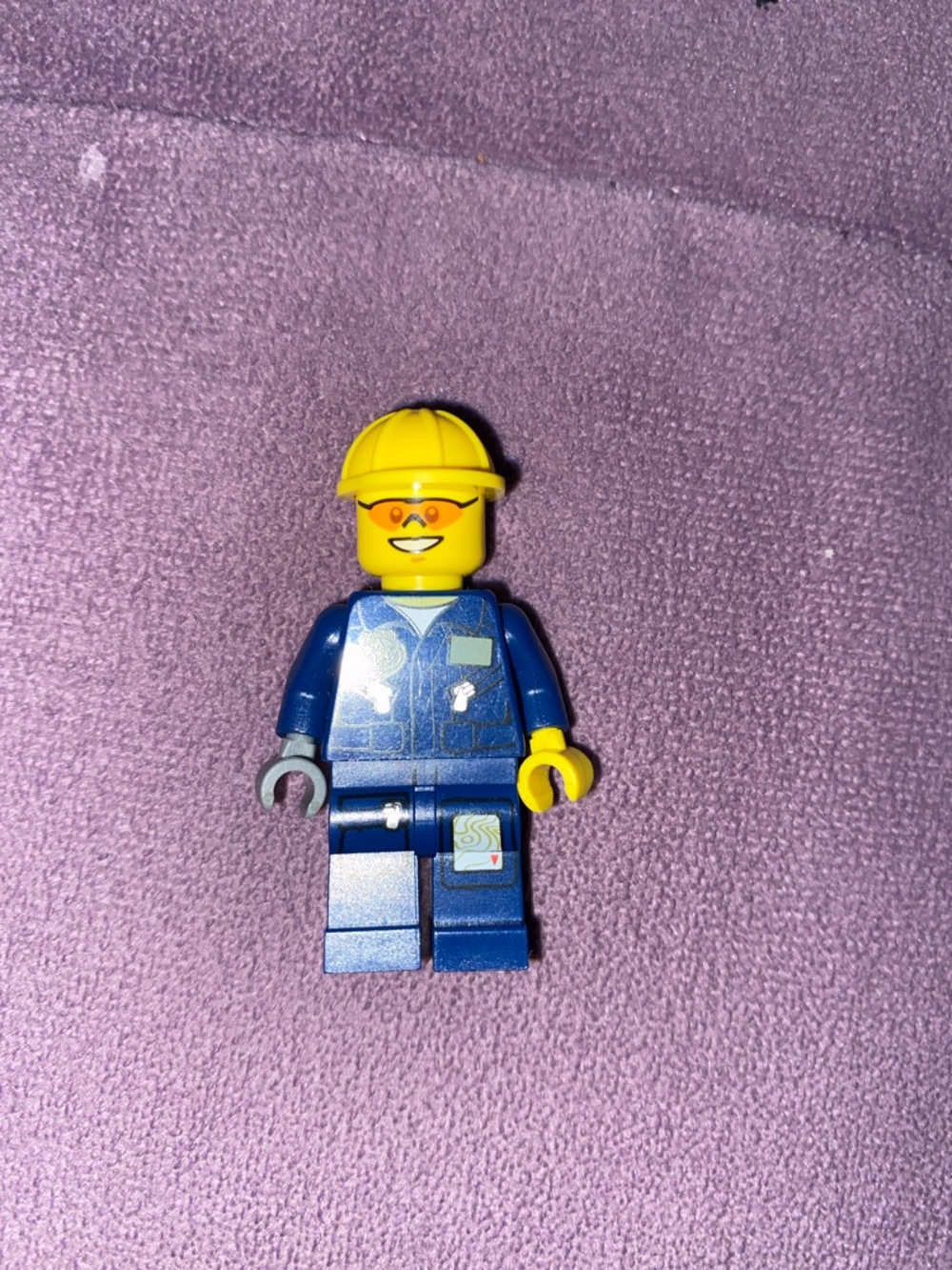 Lego Yellow Helmet Blue Mechanic Minifigure